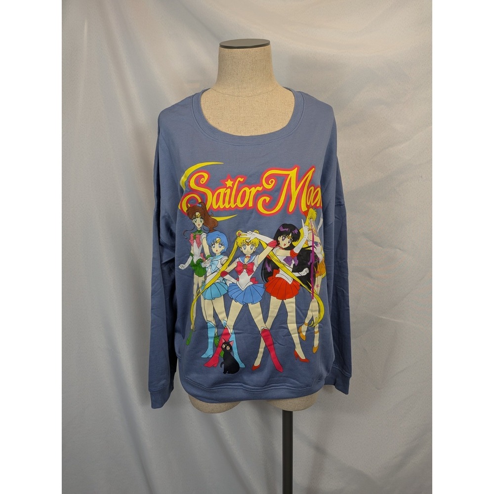 Sailor Moon Sweatshirt XXL‎ Blue Graphic Pullover Anime Manga Toei Animation